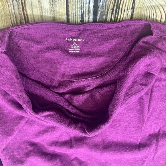 Lands End Sweater Womens Sz.L 14-16 Purple Longer Cow Neck 3/4 Sleeve Tunic - Picture 4 of 9